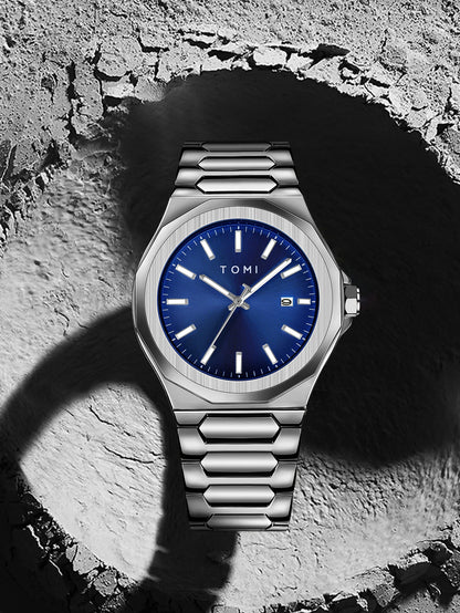 TOMI Luxury Business Men's Watch Gift Box Set High Quality Rose Gold Case Simple and Versatile Quartz Watch Relogio Masculino