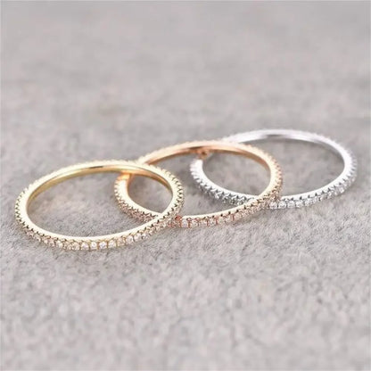 1/3PCS Thin Dainty Stackable Ring Mariasz Minimalist Full Eternity Band Cubic Zirconia Gold Color Plated Pave Rings for Women
