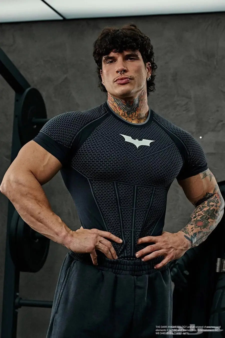 Men's muscle quick-drying tight short-sleeved sports T-shirt, gym exercise, fitness, running, bodybuilding, casual top