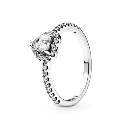Hot selling 925 chapter pure silver heart-shaped ring, exquisite sparkling crystal charm ring, women's earth jewelry gift