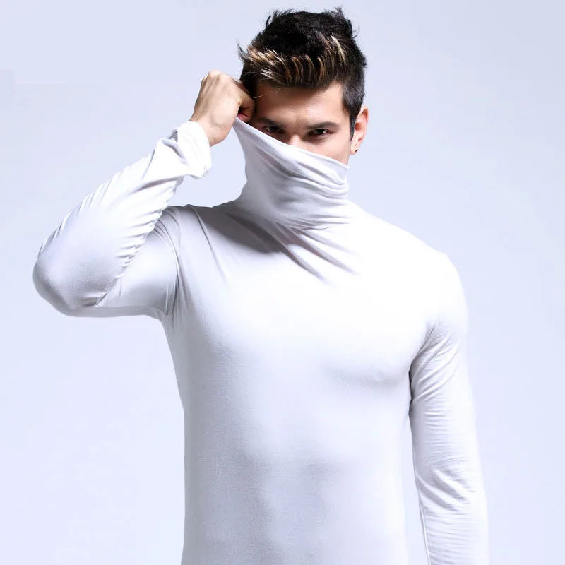 Winter Mens Turtleneck Sweaters Casual Thermal Long Sleeve Slim Fit Pullovers Stretch Basic Tops Sweatshirt Jumper Autumn TShirt