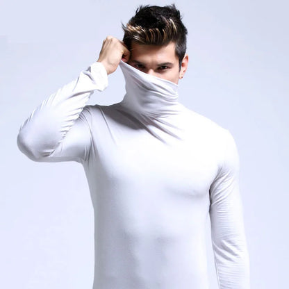 Winter Mens Turtleneck Sweaters Casual Thermal Long Sleeve Slim Fit Pullovers Stretch Basic Tops Sweatshirt Jumper Autumn TShirt
