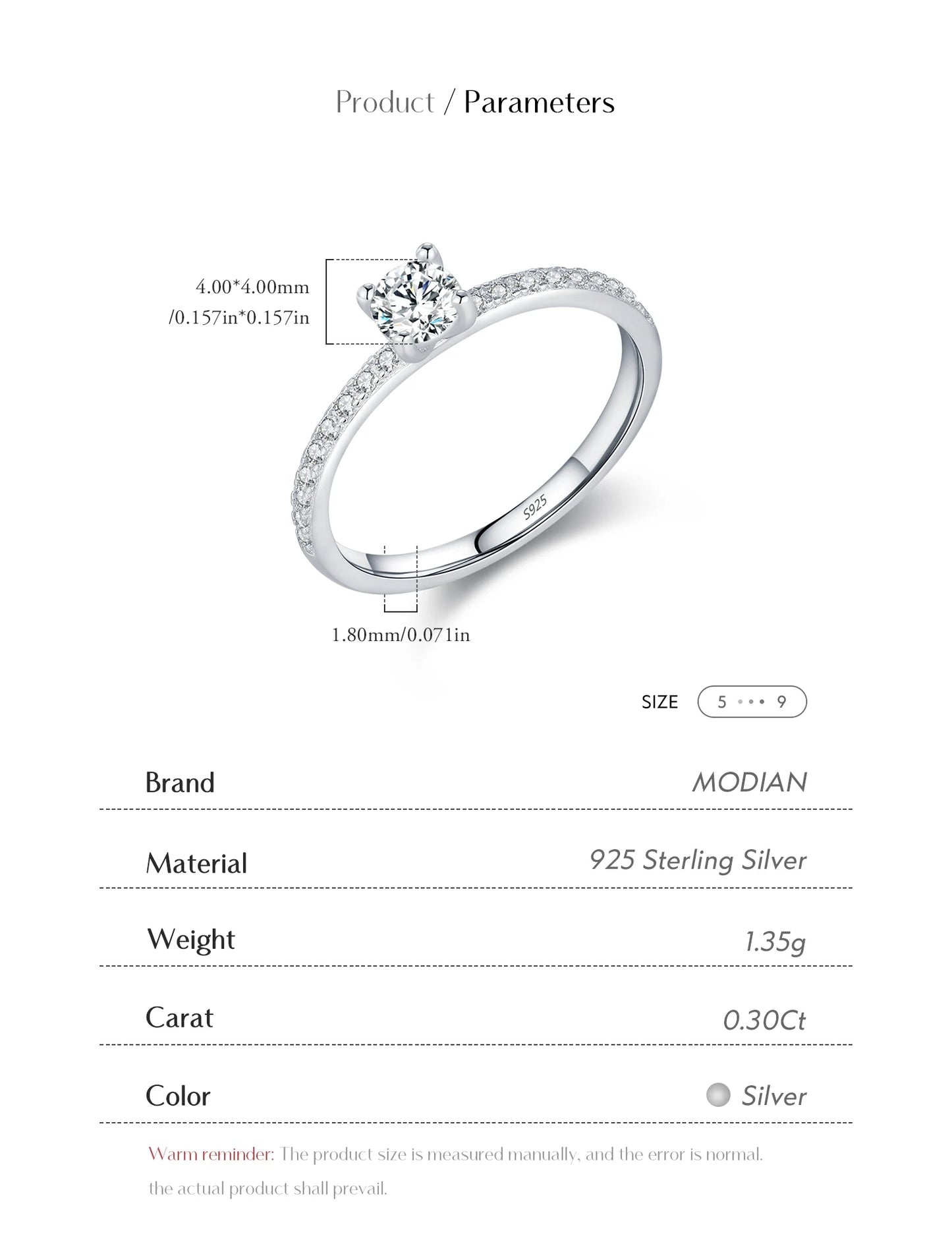 MODIAN D Color Moissanite Ring Delicate Square 925 Sterling Silver Lab Diamond Ring For Women Wedding Statement Jewelry