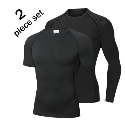 2 Pcs Men Compression Sport T Shirt Short Sleeve Training Fitness Top Tee Man Quick Dry Running Sport T Shirts