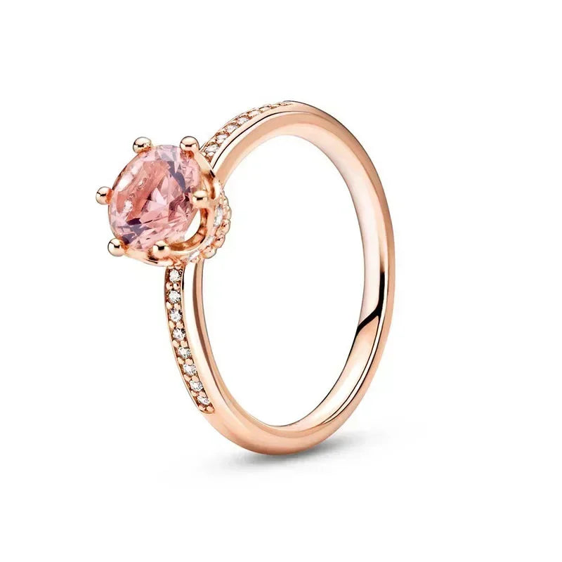 Hot selling 925 sterling silver rose gold ring high-quality luxury sparkling crystal ring women's jewelry exquisite holiday gift