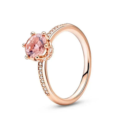 Hot selling 925 sterling silver rose gold ring high-quality luxury sparkling crystal ring women's jewelry exquisite holiday gift