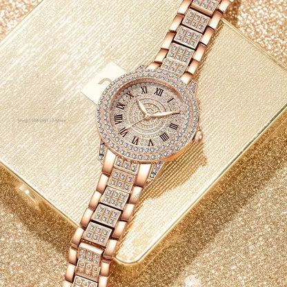 Luxury Women Shiny Bracelet Watches Fine Zircon Mechanical Lady Wristwatches Fashion Folding Watches Buckle Watch Reloj Mujer
