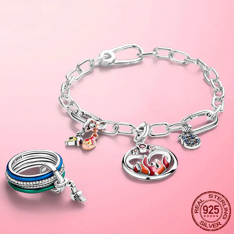 925 Silver My Love Starfish Flamingo Pendant Charm Fit Original Original Me Bracelet DIY Bead Jewelry For Women