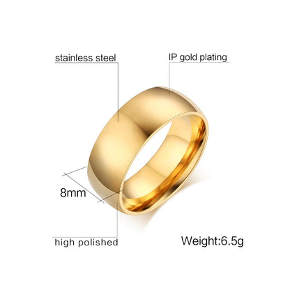 Gold Color Wedding Band Engagement Stainless steel Ring  for Women Men US Sizes 4 5 6 7 8 9 10 11 12 13 14 15 Free Shipping