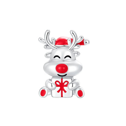 Original 925 Sterling Silver Christmas Charms Santa Claus Reindeer Snowflake Beads Fit Necklace Bracelets DIY Gifts Fine Jewelry