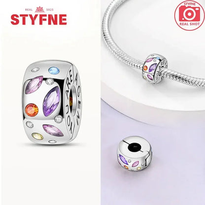 Real Silver 925 Clip Charms Heart Beads Stopper Safety Chain for Original Bracelet Making Fine Jewelry Gifts for Women Diy