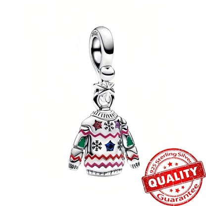 Original 925 Sterling Silver Christmas Charms Santa Claus Reindeer Snowflake Beads Fit Necklace Bracelets DIY Gifts Fine Jewelry