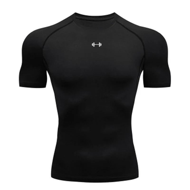 Men Sport T-shirt Quick Dry Bodybuilding Running Shirt Short Sleeve Compression Tops Gym T Shirt Fitness Male Jogging Tracksuit
