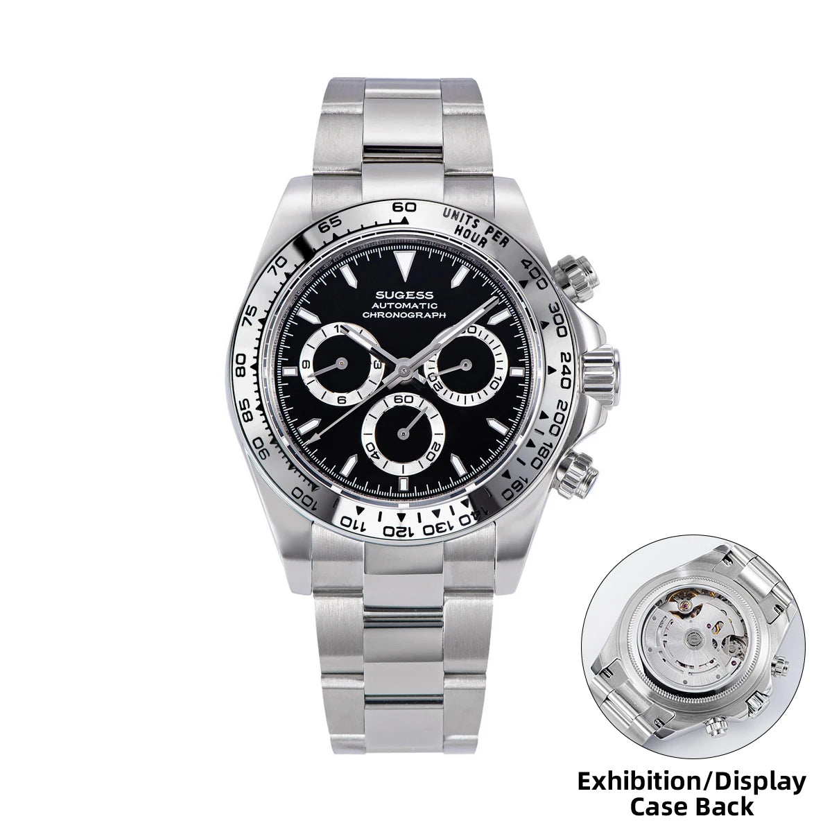 Sugess Diving Mens Watch Panda Automatic Mechanical Chronograph Peacock SL4801 Movement Wristwatch Waterproof Ceramic Bezel New