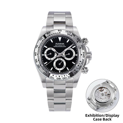Sugess Diving Mens Watch Panda Automatic Mechanical Chronograph Peacock SL4801 Movement Wristwatch Waterproof Ceramic Bezel New