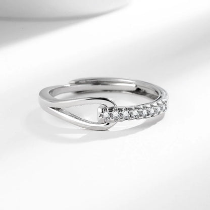 925 Sterling Silver High-End Full Diamond Hollow Design Horseshoe-Shaped Zircon Ring Personalized High-Quality Women's Ring