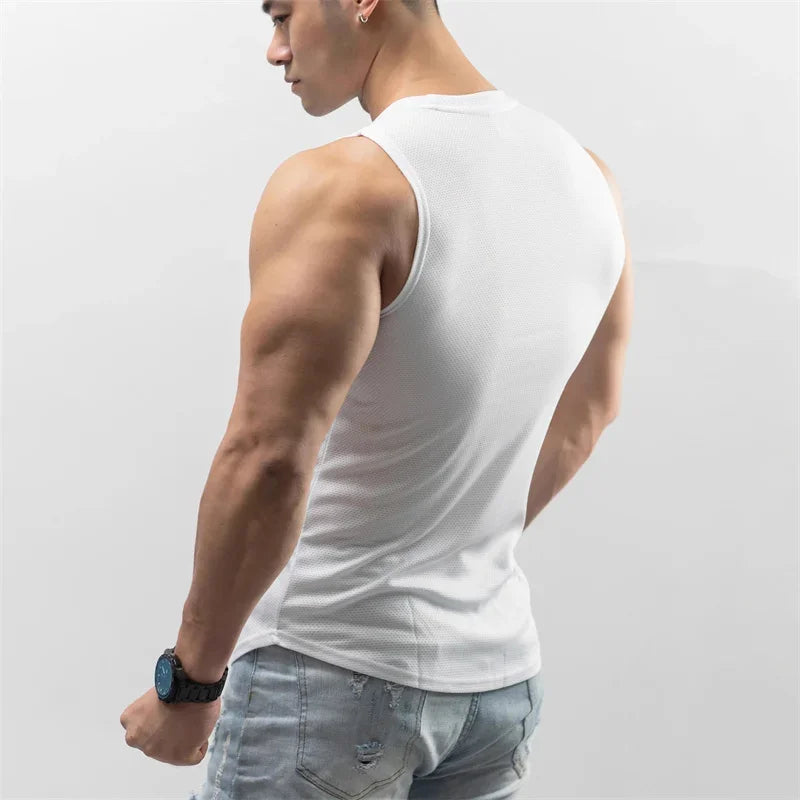 new gym Training Tank Top Men's Sports T-shirt Summer Thin Mesh Breathable Fitness Running vest Quick Drying Sleeveless Tops