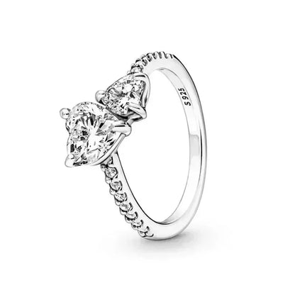 Hot selling 925 chapter pure silver heart-shaped ring, exquisite sparkling crystal charm ring, women's earth jewelry gift