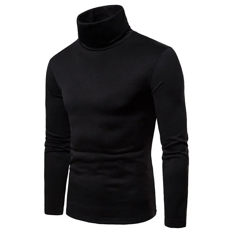 Winter Mens Turtleneck Sweaters Casual Thermal Long Sleeve Slim Fit Pullovers Stretch Basic Tops Sweatshirt Jumper Autumn TShirt