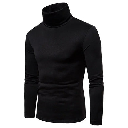 Winter Mens Turtleneck Sweaters Casual Thermal Long Sleeve Slim Fit Pullovers Stretch Basic Tops Sweatshirt Jumper Autumn TShirt