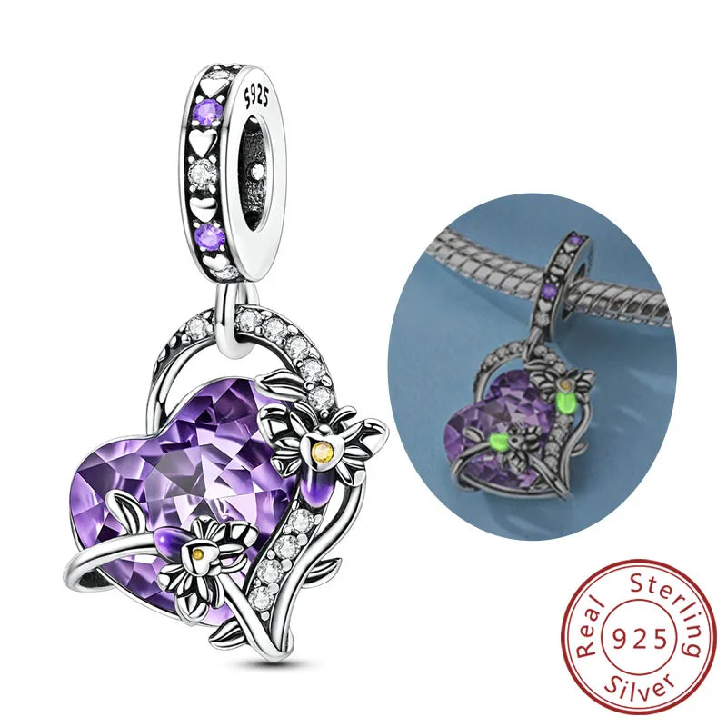 Original Charms Bead Pendant 925 Sterling Silver Cat Paw Bow Girl Cherry Firefly Heart Charm Fit Bracelet DIY Women Jewelry Gift