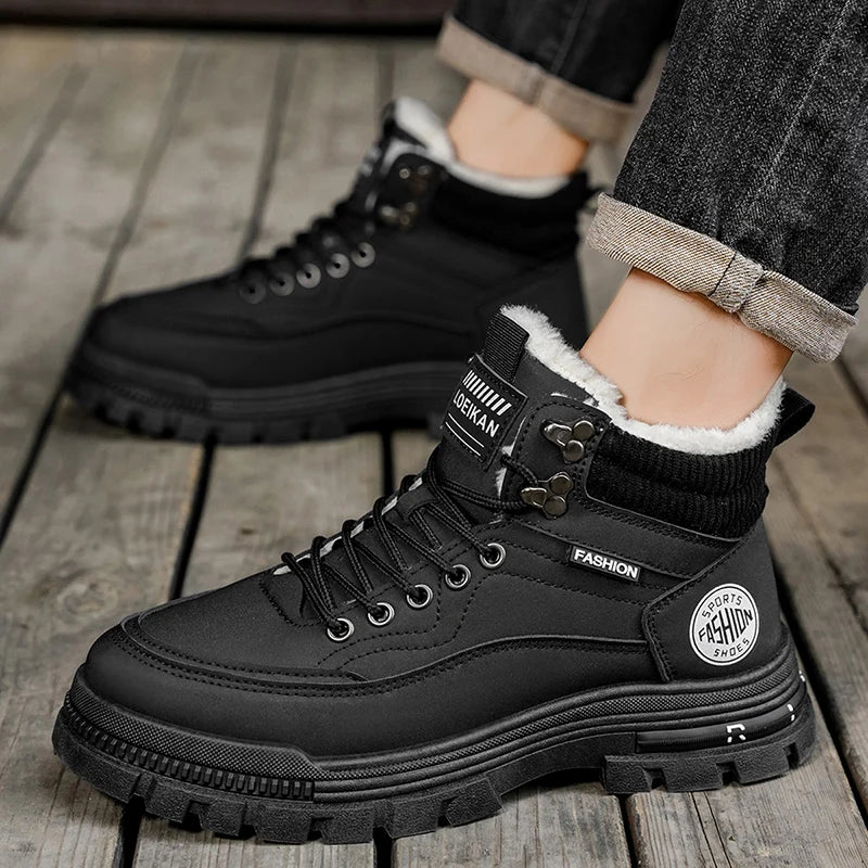 Men's comfortable casual versatile outdoor cotton shoes winter warm shoes plus size fashion youth non-slip soft-sole work shoes