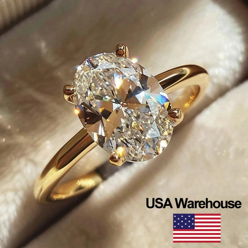 925 Sterling Silve 1-8CT Zircon Gorgeous Shiny Oval Stone Ring For Women Engagement Wedding Luxury High Quality Fine Jewelry