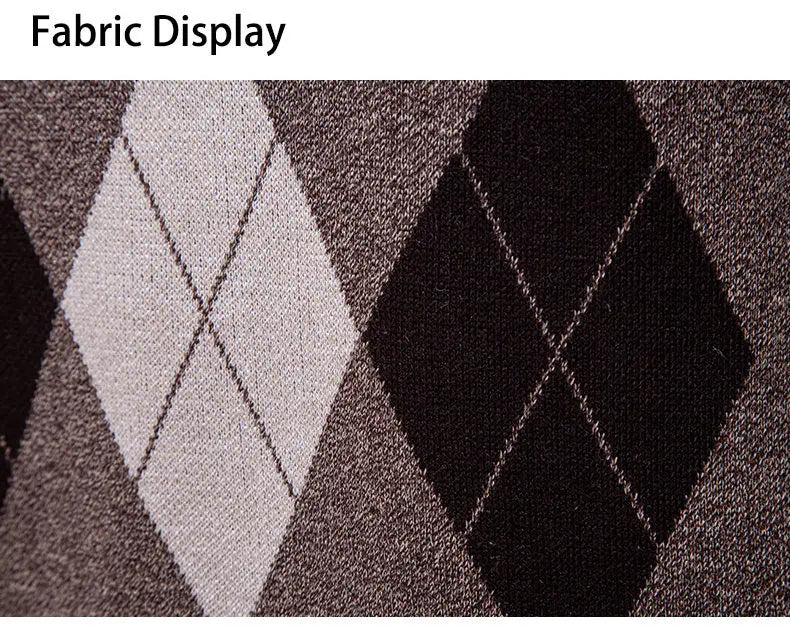 Men's Knit Vest Fashion Sweater Vest Argyle Pattern Waistcoat Fleece Lined Warm Vests
