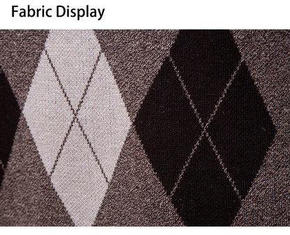 Men's Knit Vest Fashion Sweater Vest Argyle Pattern Waistcoat Fleece Lined Warm Vests