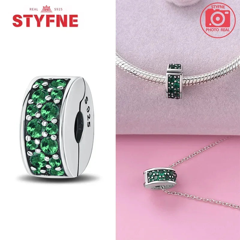 Real Silver 925 Clip Charms Heart Beads Stopper Safety Chain for Original Bracelet Making Fine Jewelry Gifts for Women Diy