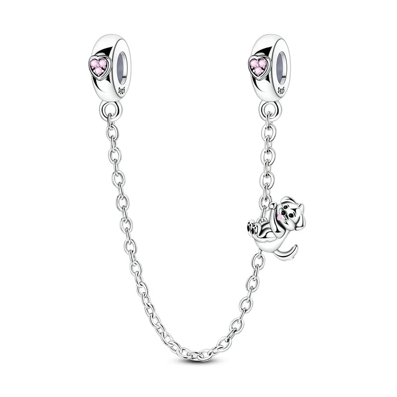 925 Silver Sparkling Cat Dog Charms Pendants Love Family Father Beads Fits Original Bracelet Gift for Women