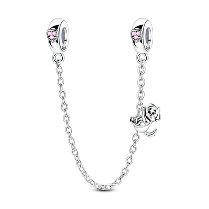 925 Silver Sparkling Cat Dog Charms Pendants Love Family Father Beads Fits Original Bracelet Gift for Women