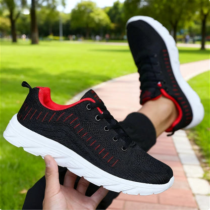 2025 New Arrival Men's Casual Sneakers Breathable Knit Upper Soft Sole Non-Slip Outdoor Shoes Comfortable Walking Running Shoes