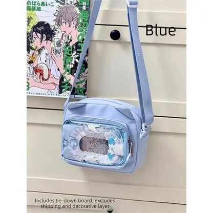 Y2K Japanese Harajuku School Bags for Girls New Transparent Itabag Shoulder Crossbody Bag DIY Badges Display Plate Ita Bag