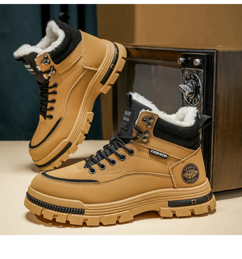 Men's comfortable casual versatile outdoor cotton shoes winter warm shoes plus size fashion youth non-slip soft-sole work shoes