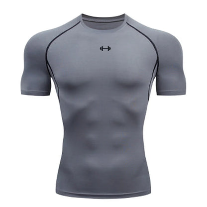Men Sport T-shirt Quick Dry Bodybuilding Running Shirt Short Sleeve Compression Tops Gym T Shirt Fitness Male Jogging Tracksuit