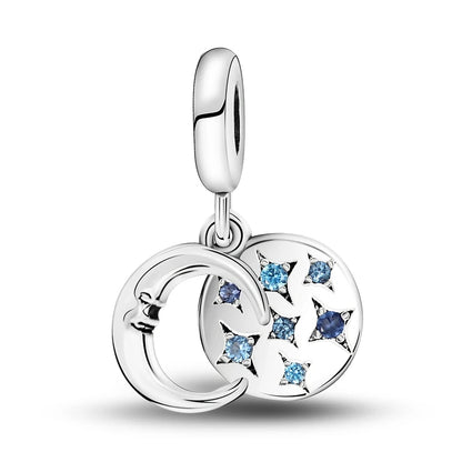Fit Original Bracelet Silver Plated Cat Moon Shape Stars Love Charms Pendants For Women Jewelry Making Gift