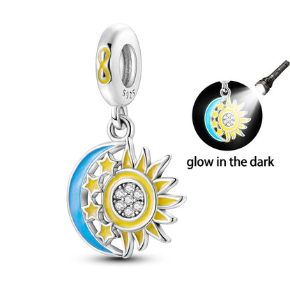 Hot Sales 925 Sterling Silver Luminous Firefly Light Bulb Star Moon Chameleon Charms Pendant Fit Original Bracelets DIY Jewelry