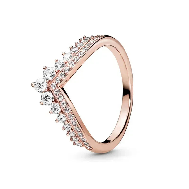 Hot selling 925 sterling silver rose gold ring high-quality luxury sparkling crystal ring women's jewelry exquisite holiday gift