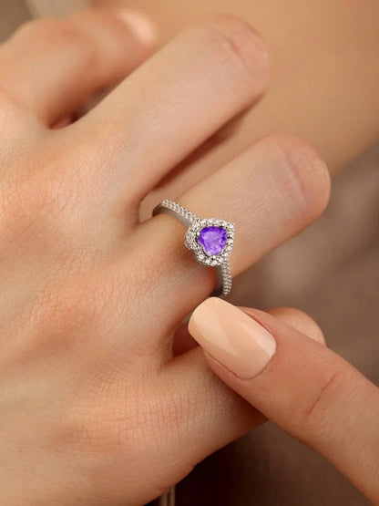 Gorgeous Zircon Shiny Love Heart Ring for Women Engagement Wedding Real 925 Sterling Silver Luxury High Quality Fine Jewelry