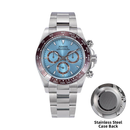 Sugess Diving Mens Watch Panda Automatic Mechanical Chronograph Peacock SL4801 Movement Wristwatch Waterproof Ceramic Bezel New