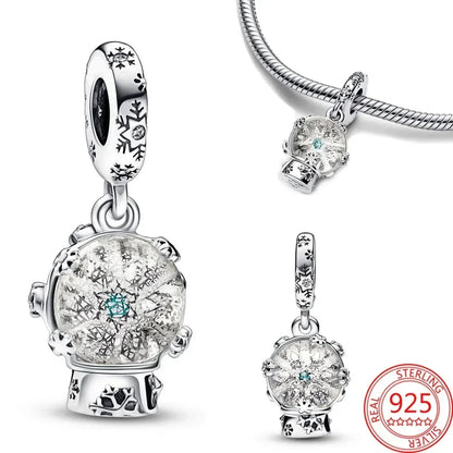 Original 925 Sterling Silver Christmas Charms Santa Claus Reindeer Snowflake Beads Fit Necklace Bracelets DIY Gifts Fine Jewelry