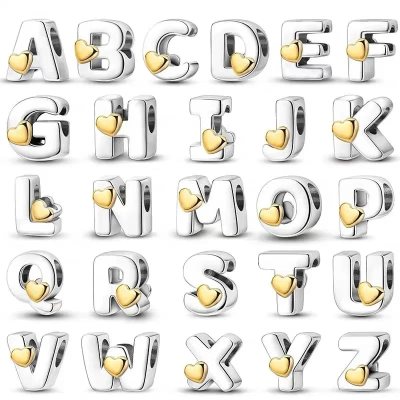 925 Silver 26 Letters A-Z Alphabet Beads Charms Fit Original Bracelet Charm Real Silver for Woman diy Fine Jewelry Bead