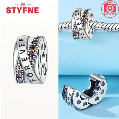 Real Silver 925 Clip Charms Heart Beads Stopper Safety Chain for Original Bracelet Making Fine Jewelry Gifts for Women Diy