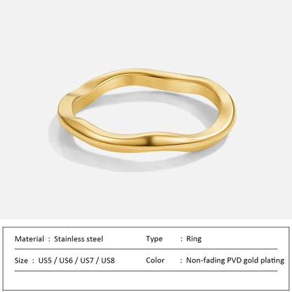 Waterproof Stainless Steel Ring for Women Non-fading Heart Ring Stylish Metal Rings Simple New Jewelry Wholesale Dropshipping