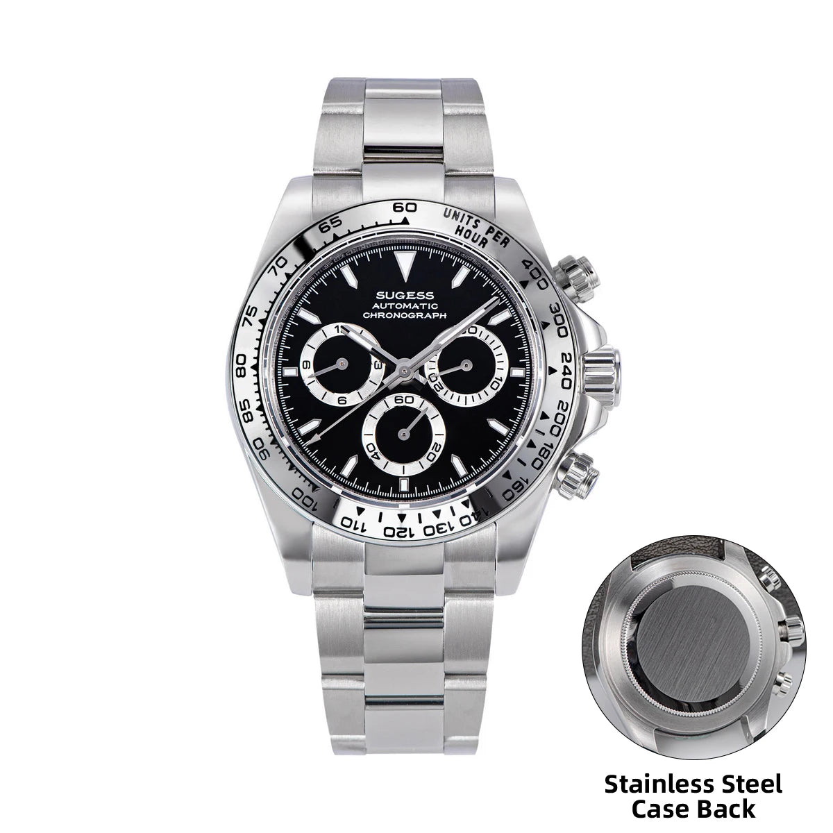 Sugess Diving Mens Watch Panda Automatic Mechanical Chronograph Peacock SL4801 Movement Wristwatch Waterproof Ceramic Bezel New
