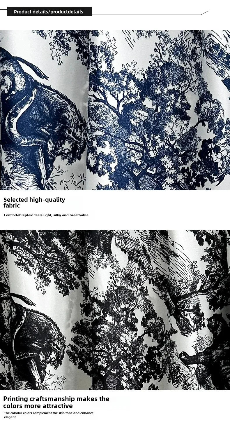 Autumn/Winter Cerulean Blue Green High-End Feel Silk Twill Scarf Women's Versatile Luxury Brand Printing Old Flower Design