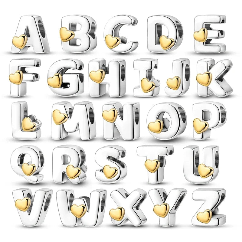 925 Silver 26 Letters A-Z Alphabet Beads Charms Fit Original Bracelet Charm Real Silver for Woman diy Fine Jewelry Bead