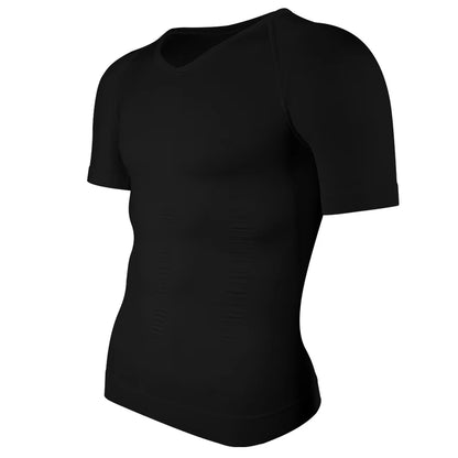 Mens Slimming Compression Shirt Body Shaper V-Neck Undershirt Shirts Workout Abs Abdomen Tummy Control Shapewear Tops
