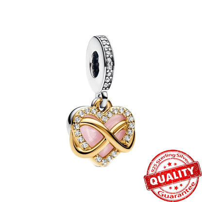 Gold Series 925 Sterling Silver Firefly Leopard Seahorse Crystal Ball Flower Charm Fit DIY Bracelet Necklace Boutique Party Gift